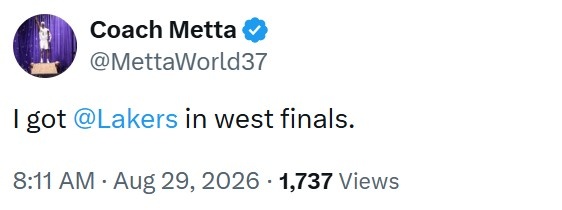 你怎么看？阿泰：我预测新赛季的湖人能闯进西部决赛